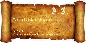 Mateicska Becse névjegykártya